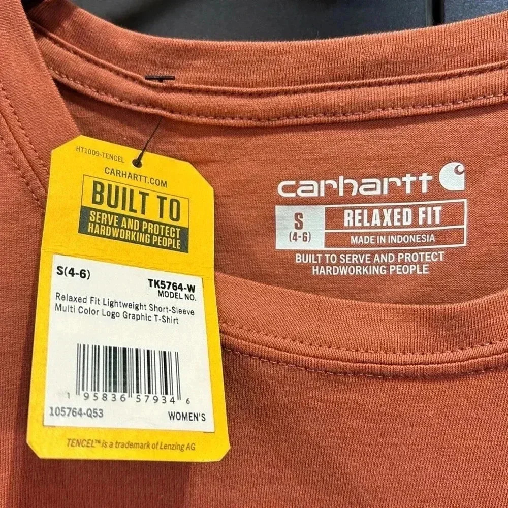 Carhartt Relaxed Fit Lightweight 
Multicolor logo graphic chest, Terracotta - Picture 6 of 9